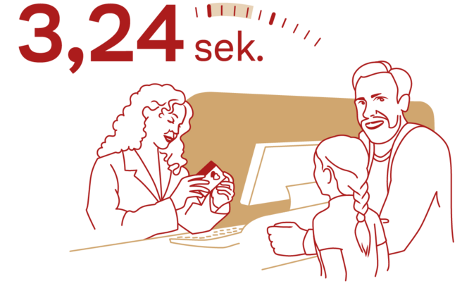Prikaz tri osobe u razgovoru, s naglaskom na ženu koja drži papir i dva muškarca, od kojih jedan nešto pokazuje. Iznad je istaknuto vrijeme od 3,24 sekunde. Pozadina je neutralne boje.